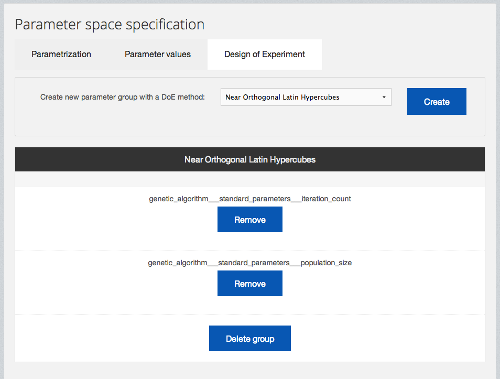 The parameter space definition dialog in Scalarm.